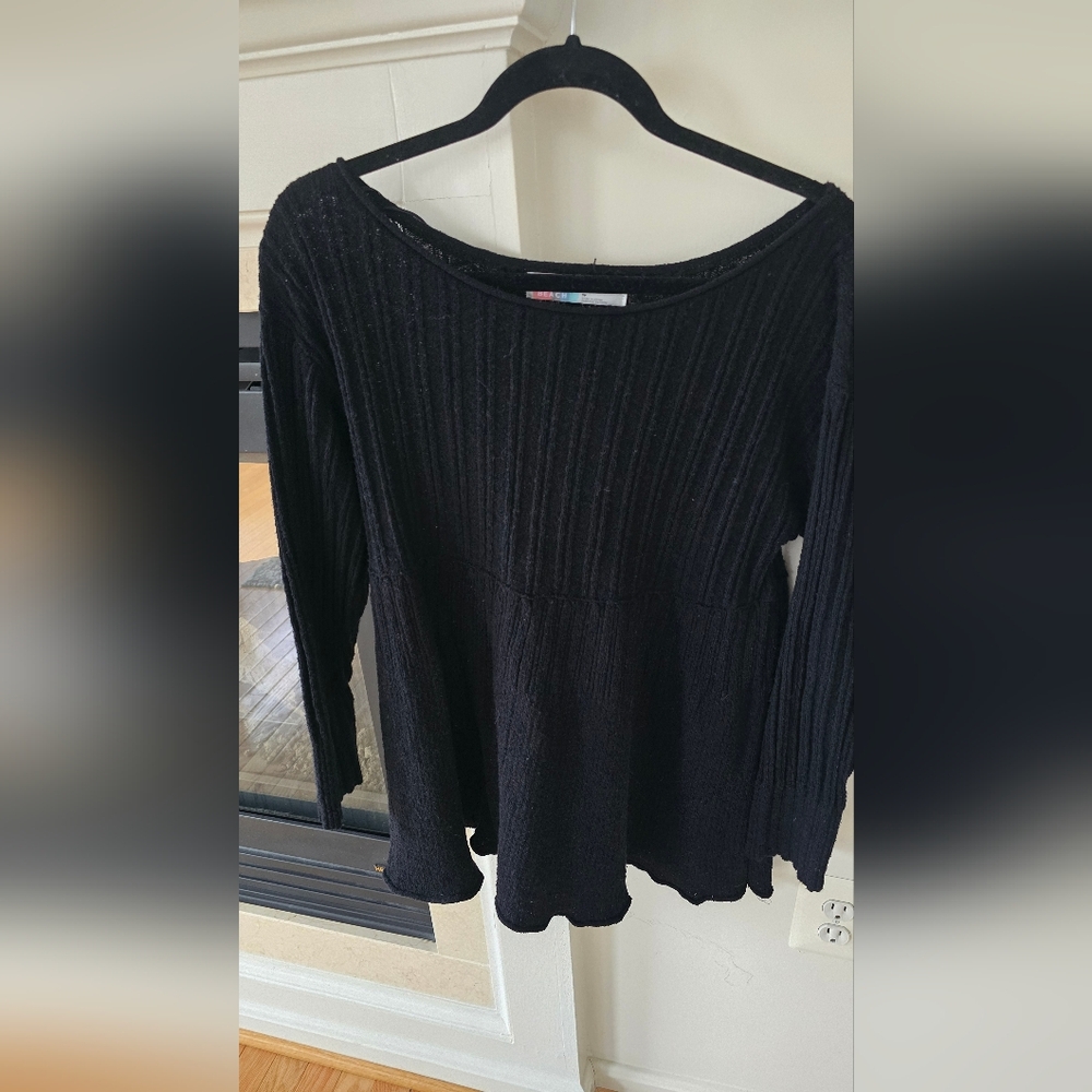 Free People Black Crew Neck Sweater